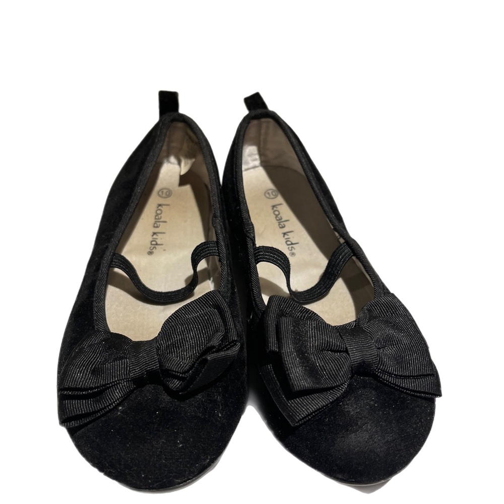 KOALA KIDS Black Velvet Bow Flats, Size 10